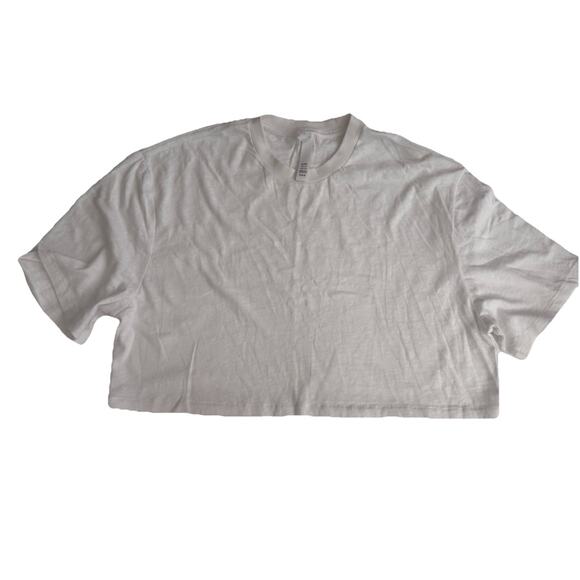 Skims Worn In Jersey Boxy Cropped T-Shirt Size Medium Snow Athleisure Gym Train - Picture 1 of 6